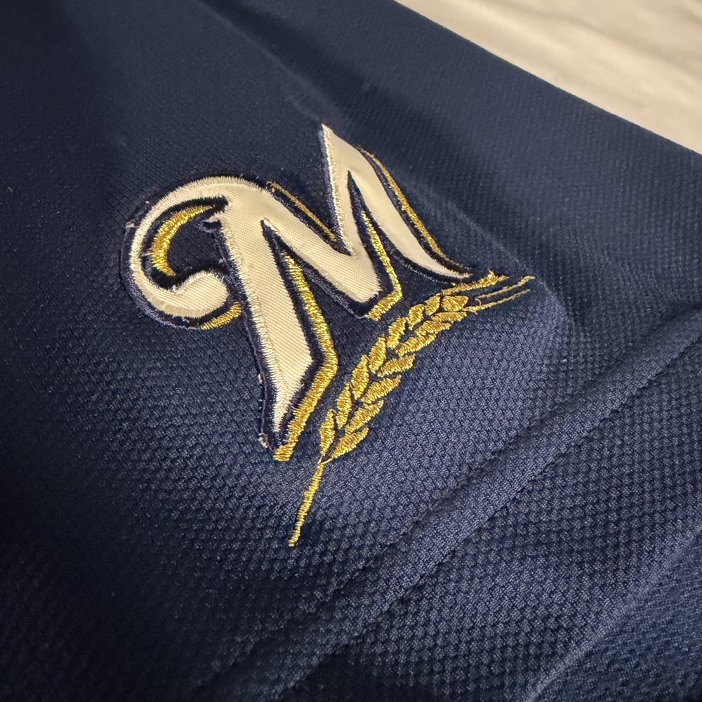 Nike MLB Milwaukee Brewers Baseball Jersey #8 Braun Size XXL Navy Blue Gold - Picture 5 of 11